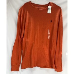 Polo Ralph Lauren T Shirt Crewneck Mens Classic Fit Long Sleeve Orange SZ Large